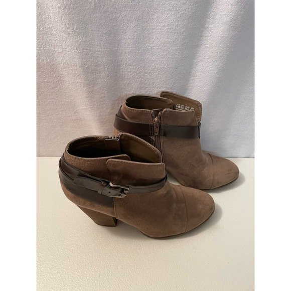 Carlos Santana Harvest suede Ankle‎ Boots chunky heel size 7.5 strap buckle - Picture 3 of 11